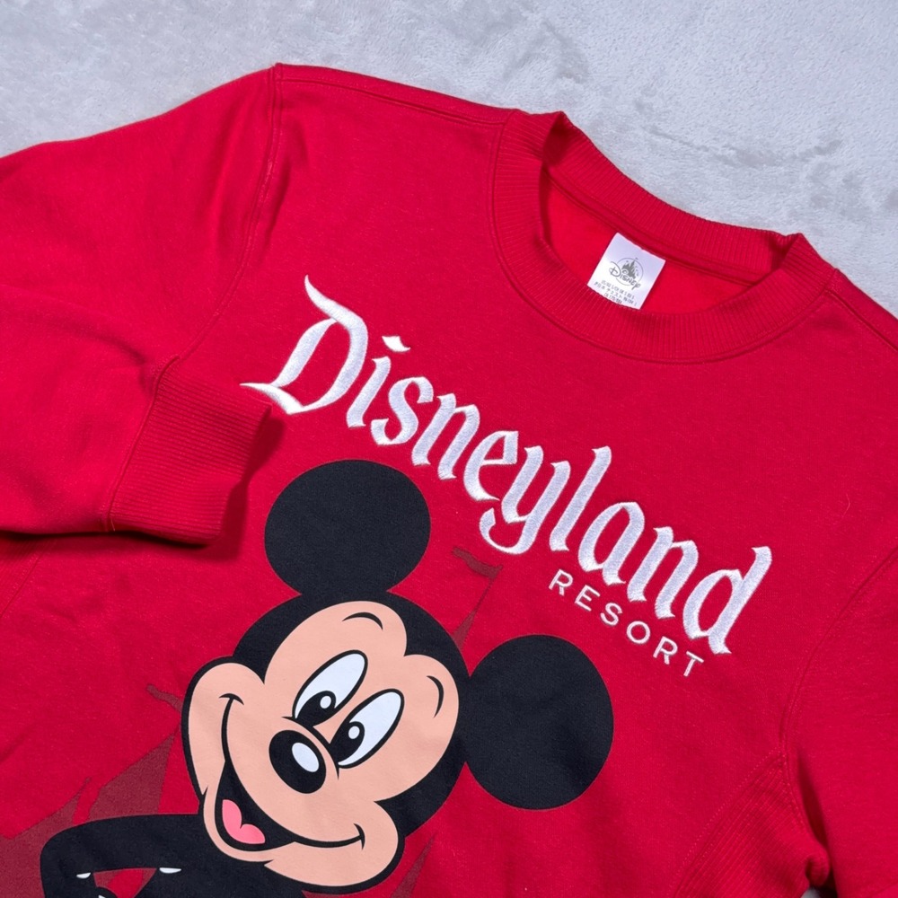 Disney Disneyland Resort Sweatshirt Unisex S Red Mickey Mouse Crewneck Fleece